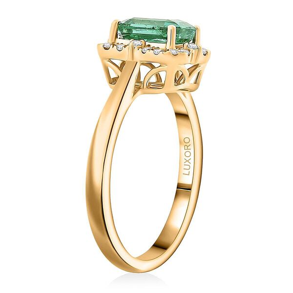 LUXORO AGI zertifizierter und gepr&uuml;fter AAA Kagem sambischer Smaragd und Diamant Ring in 417 Gelbgold - 1,70 ct. image number 3