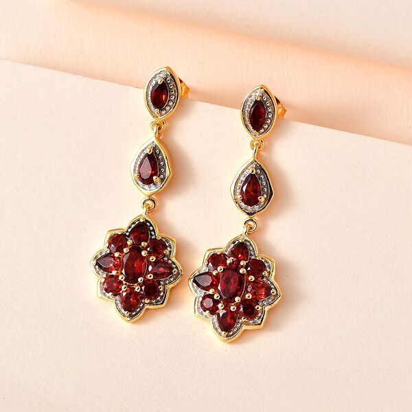 Mosambik Granat Ohrringe, 925 Silber Gelbgold Vermeil, ca. 4.72 ct image number 2