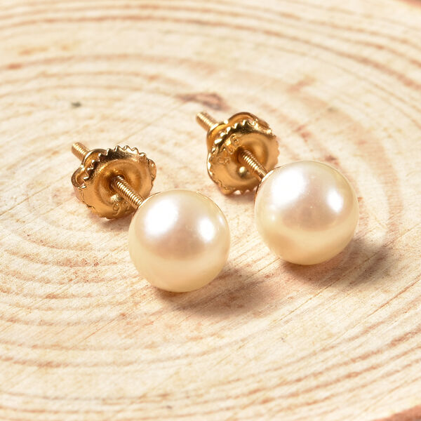 Japanischer Akoya-Perlen-Ohrstecker, 925 Silber Gelbgold &Uuml;berzug image number 2