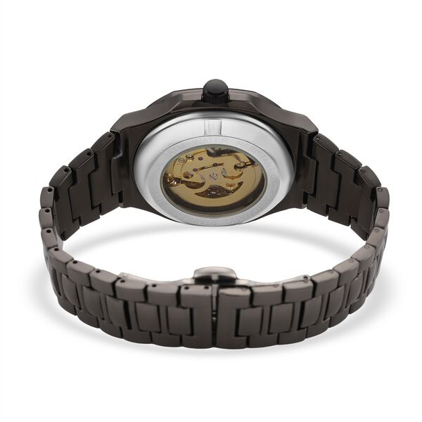 GENOA - Automatikuhr mit Skelett-Design, Edelstahlarmband, 3ATM wasserdicht, Schwarzes Zifferblatt, PNP-Schwarzplattierung, ca. 22 cm image number 6