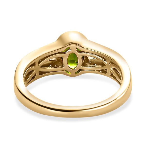 Nat&uuml;rlicher Chromdiopsid, wei&szlig;er Zirkon Ring, 925 Silber vergoldet (Gr&ouml;&szlig;e 17.00), ca. 0.95 ct image number 6