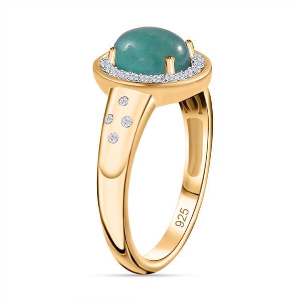 AA Grandidierit, Weißer Zirkon Ring, 925 Silber Gelbgold Vermeil, (Größe 18.00), ca. 2.65 ct image number 5