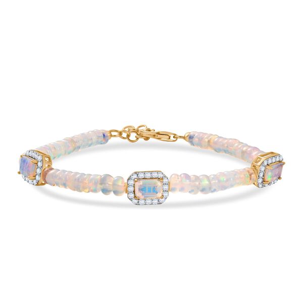 D'Joy AA Nat&uuml;rlicher, &auml;thiopischer Welo Opal Armband ca. 19 cm 925 Silber 750 Gelbgold Vermeil ca. 23.12 ct