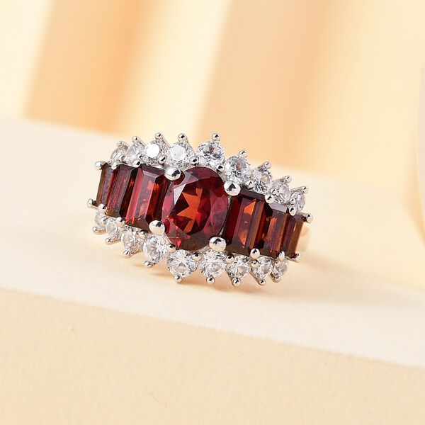 Nat&uuml;rlicher Mosambik Granat Ring, 925 Silber platiniert (Gr&ouml;&szlig;e 18.00) ca. 5.49 ct image number 2