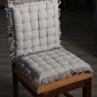 2er Set Stuhlpolster aus 100% Baumwolle mit Fransen und Bändern, 40x40x3 cm, Grau, 2 tlg. image number 1