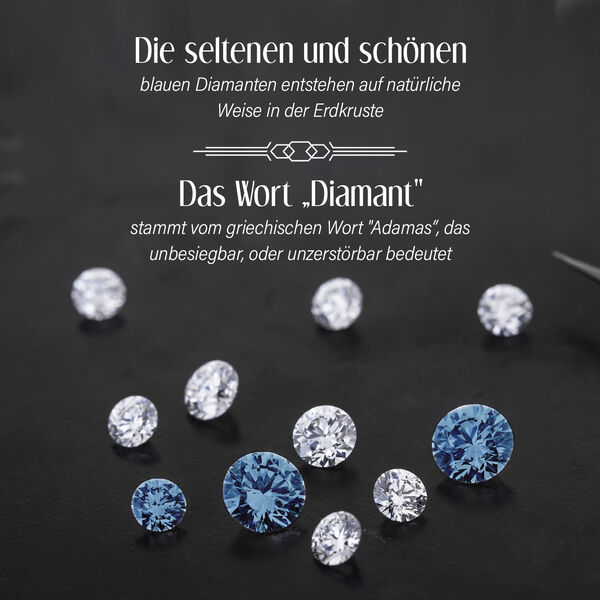 Blauer und wei&szlig;er Diamant-Anh&auml;nger mit 50cm Kette - 1 ct. image number 4