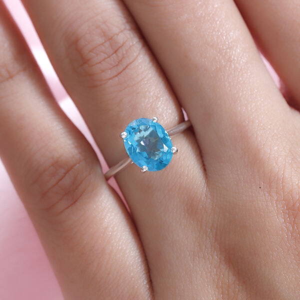 Paraiba Farbe Quarz Solitär-Ring, 925 Silber  ca. 2,43 ct image number 3