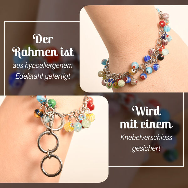 Mehrfarbiges Armband im Murano-Stil, 23cm image number 2