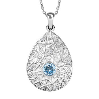 EVER TRUE Himmelblauer Topas, Wei&szlig;er Topas Schmuckset ca. 50 cm ca. 1.12 ct