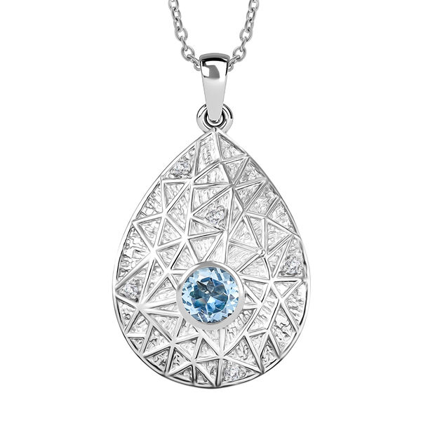 EVER TRUE Himmelblauer Topas, Wei&szlig;er Topas Schmuckset ca. 50 cm ca. 1.12 ct