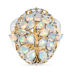 AA Nat&uuml;rlicher, &auml;thiopischer Welo Opal Ring 925 Silber rhodiniert (Gr&ouml;&szlig;e 17.00) ca. 2,08 ct