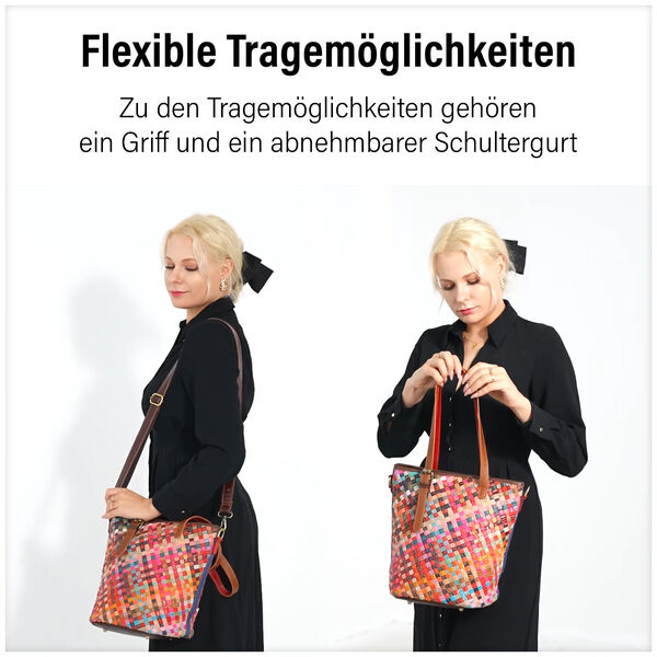 Chaos by Elsie - 100% Echtleder gewebter Tasche mit RFID schutz, 30x27x20 cm image number 9