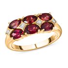 AAA Orissa Rose Granat, Weißer Zirkon Ring, 925 Silber Gelbgold Vermeil (Größe 17.00) ca. 2.12 ct image number 3