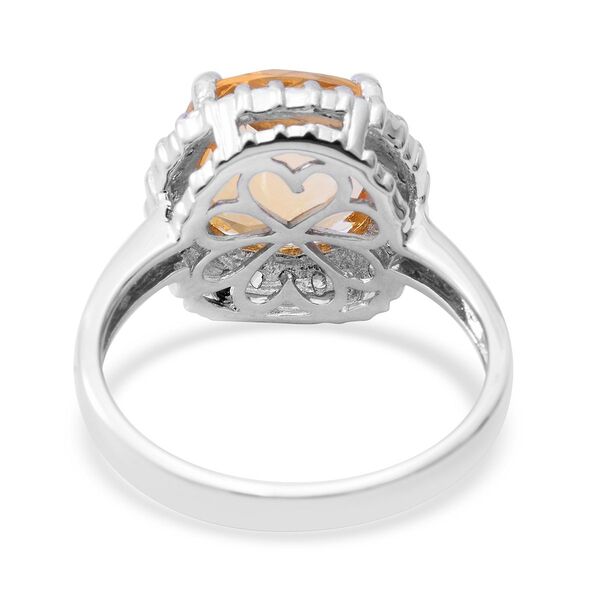 Citrin und weißer Zirkon-Ring, 925 Silber platiniert (Größe 16.00) ca. 3,91 ct image number 3