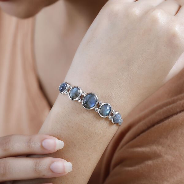 Labradorit Armband ca. 18 cm Reines Messing platiniert ca. 14.85 ct image number 4