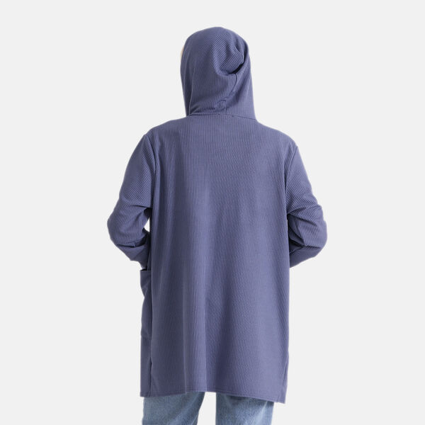 LA MAREY Langer Cardigan mit Kapuze und Taschen, 83cm, Blau image number 3