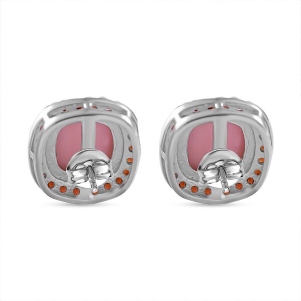 AAA Rosa Königsmuschel Perle und rote Granat Ohrringe image number 4