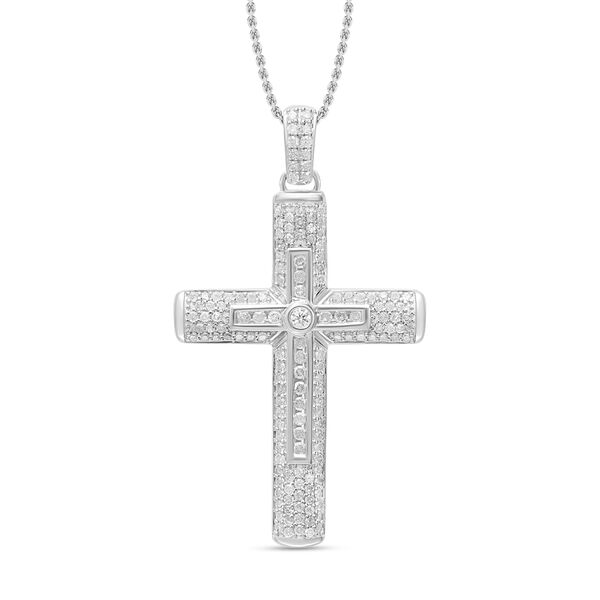 Weißer Diamant Kreuz Anhänger mit 45cm Kette - 0,98 ct. image number 0