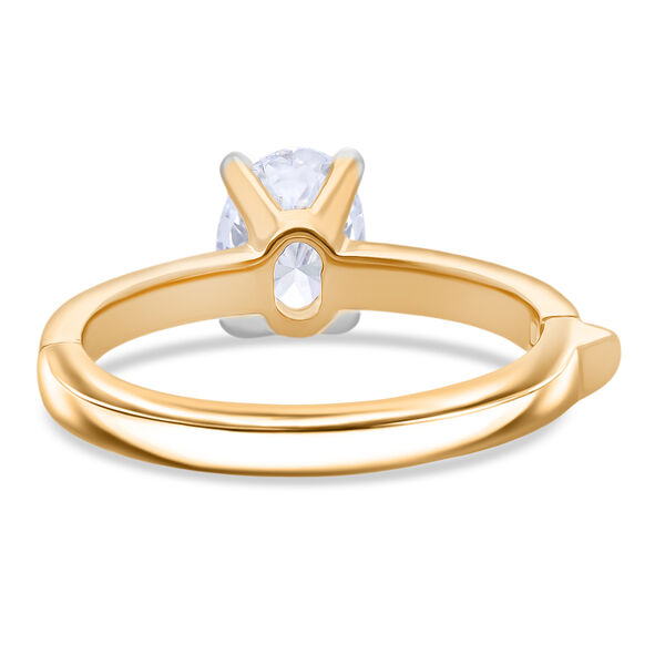 LUXURIANT SGL zertifizierter SI-GH Labor Oval-Diamant Ring, 925 Silber 750 Gelbgold Vermeil - 1 ct. image number 5