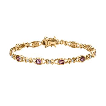 AA Nat&uuml;rliches Tansanisches Lavendel-Spinell, Wei&szlig;er Zirkon Armband ca. 19 cm 925 Silber Gelbgold Vermeil ca. 2.71 ct