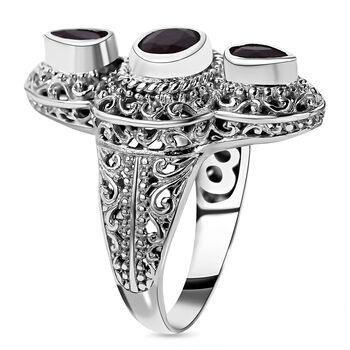 Royal Bali Kollektion - Afrikanischer Rubin (Fissure gef&uuml;llt) Ring 925 Silber (Gr&ouml;&szlig;e 16.00) ca. 2.37 ct