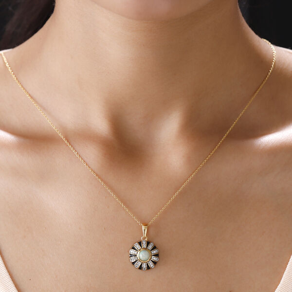 Nat&uuml;rlicher, &auml;thiopischer Opal und Zirkon emaillierter Anh&auml;nger in Silber image number 2