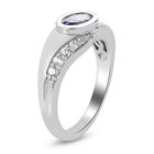 Tansanit und Zirkon Halo Ring 925 Silber Platin-Überzug image number 4