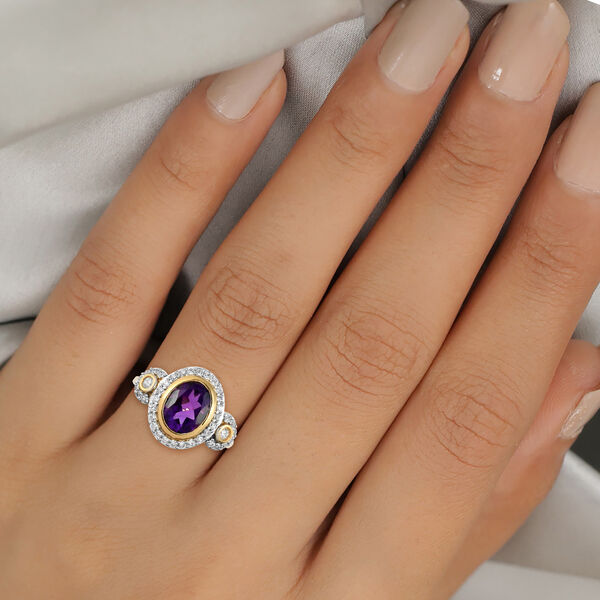 Afrikanischer Amethyst und Zirkon-Ring - 2,24 ct. image number 3
