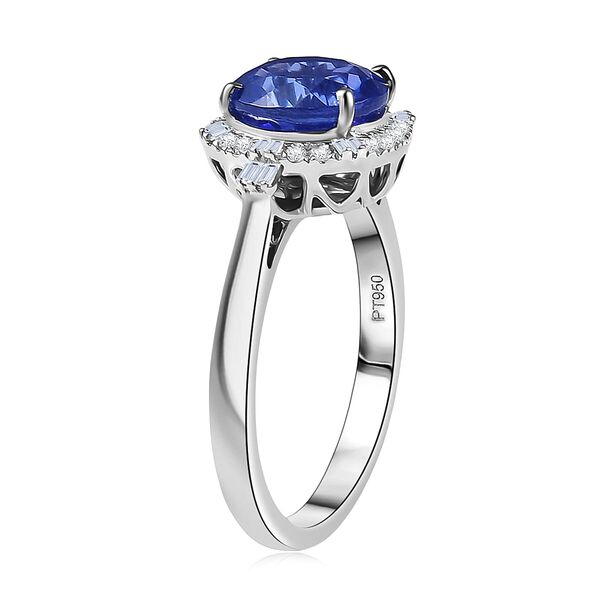 Rhapsody AAAA Tansanit, Wei&szlig;er Diamant Ring 950 Platin (Gr&ouml;&szlig;e 17.00) ca. 2,97 ct image number 3