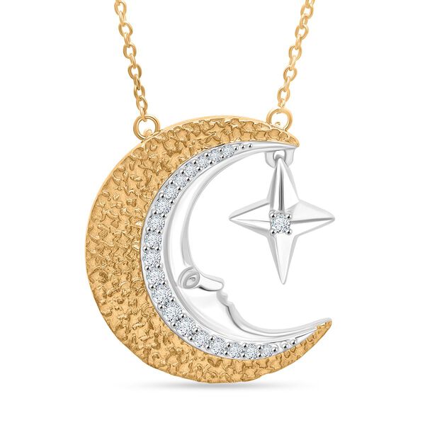 GP - Kanchanaburi Blauer Saphir, Wei&szlig;er Diamant Schmuckset ca. 50 cm, 925 Silber Rhodiniert und 750 Gelbgold Vermeil ca. 0,15 ct.