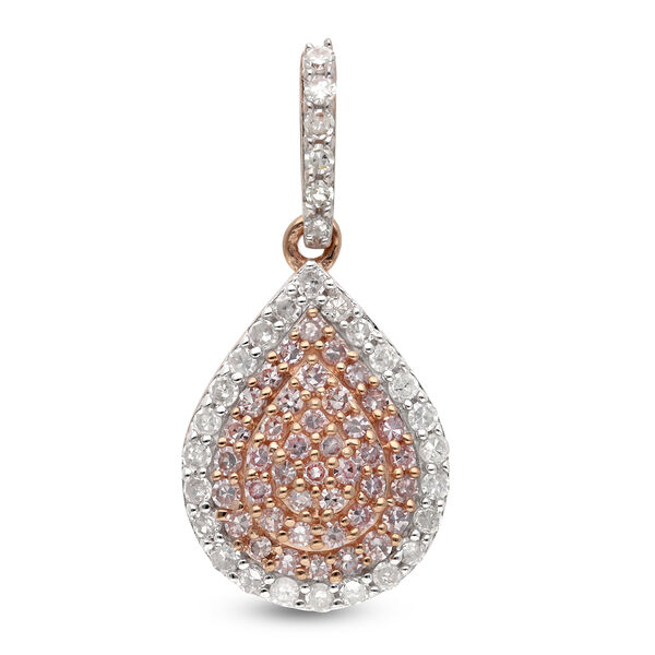 Nat&uuml;rlicher Rosa Diamant und Wei&szlig;er Diamant zertifiziert I1-I2 Anh&auml;nger 585 Ros&eacute;gold ca. 0,50 ct