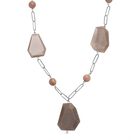 Pfirsich Mondstein Halskette ca. 50 cm Edelstahl ca. 240.00 ct