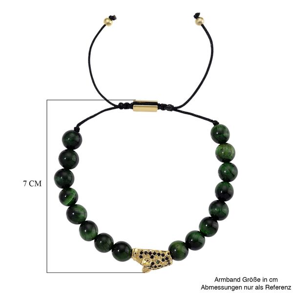 Tigerauge, Gr&uuml;ner Zirkonia Armband, Flexibles, Messing Standard image number 6