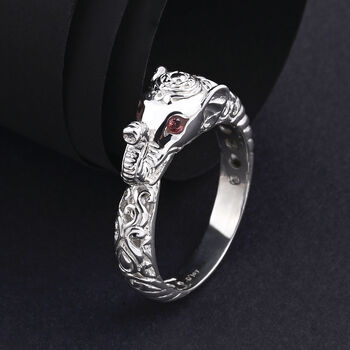 D'Joy Royal Bali Padparadscha Saphir Elefant Ring 925 Silber (Gr&ouml;&szlig;e 21.00)