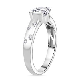 Moissanit Ring 925 Silber rhodiniert (Größe 19.00) ca. 1,48 ct