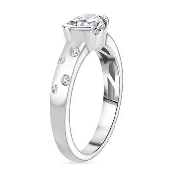 Moissanit Ring 925 Silber rhodiniert (Gr&ouml;&szlig;e 19.00) ca. 1,48 ct