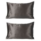 2er Set - Seidenkissenbez&uuml;ge, Oberseite aus 100% Maulbeerseide, Unterseite aus Tencel Material, hypoallergen, schwarz