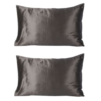 2er Set - Seidenkissenbez&uuml;ge, Oberseite aus 100% Maulbeerseide, Unterseite aus Tencel Material, hypoallergen, schwarz