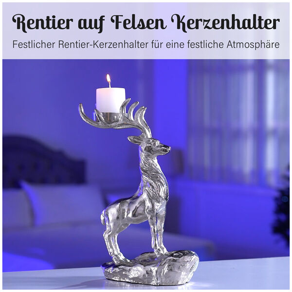 Rentier auf Felsen Kerzenhalter, 17x7,4x30,5 cm image number 7