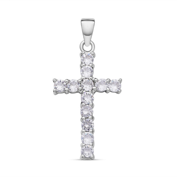 Lustro Stella - wei&szlig;er Zirkonia Kreuz-Anh&auml;nger, 925 Silber rhodiniert ca. 0.43 ct