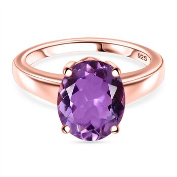 Rose de France Amethyst Ring, 925 Silber ros&eacute;vergoldet (Gr&ouml;&szlig;e 18.00) ca. 3.29 ct