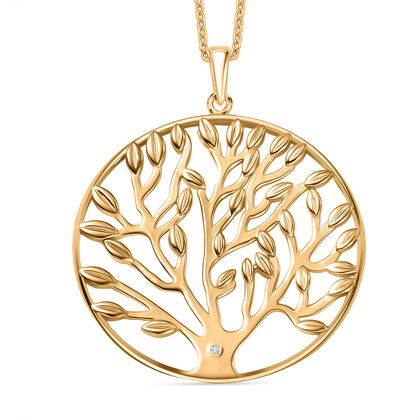 EVER TRUE Wei&szlig;er Diamant Anh&auml;nger mit Kette ca. 50 cm, Nickelfreies Messing Goldfarben