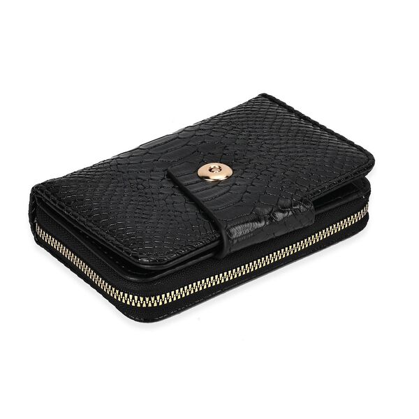 Gepr&auml;gtes Schlangenhaut-Design: RFID-Schutz PU Leder Geldb&ouml;rse, Gr&ouml;&szlig;e: 14x3.5x9cm, Schwarz image number 5