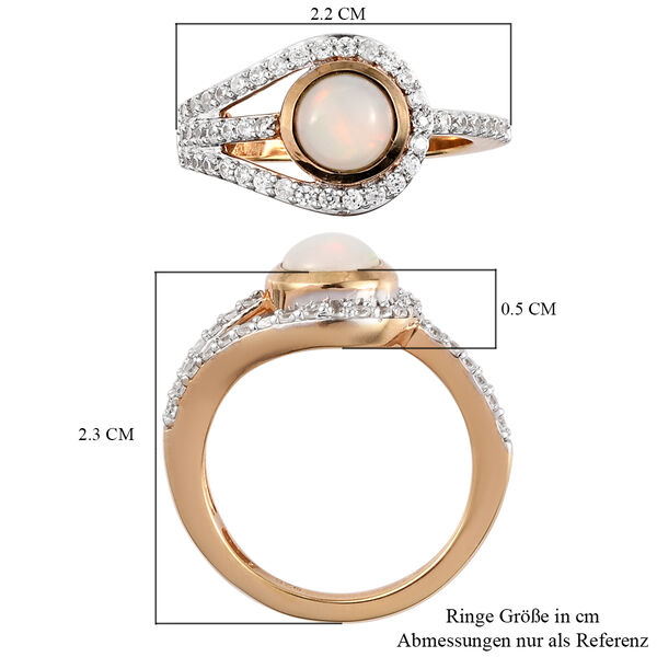 Natürlicher Äthiopischer Opal und Zirkon Ring 925 Silber vergoldet  ca. 1,02 ct image number 7