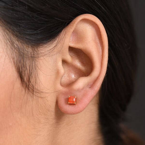 AAAA Blaze Feueropal Ohrringe 925 Silber 750 Gelb Vergoldet ca. 0.45 ct image number 3