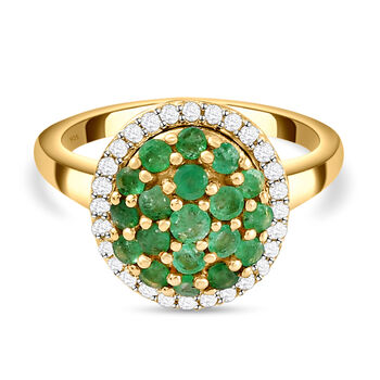 AAA Smaragd-Ring, 925 Silber vergoldet (Gr&ouml;&szlig;e 16.00) ca. 1,05 ct