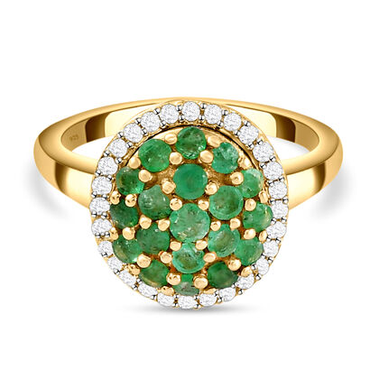 AAA Smaragd-Ring, 925 Silber vergoldet (Größe 16.00) ca. 1,05 ct