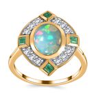 AA äthiopischer Welo Opal, Kagem sambischer Smaragd und Zirkon-Ring - 1,86 ct. image number 4