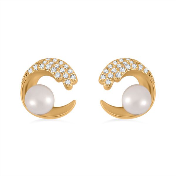 2er-Set - Weiße Süßwasserperlen Halskette und Ohrringe in vergoldetem 925er Silber - 3,64 ct. image number 7