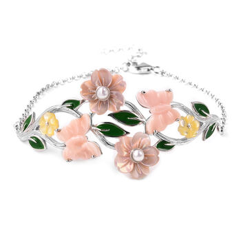 JARDIN-KOLLEKTION Mehrfarbig Perlmutt und S&uuml;&szlig;wasserzucht Perle Armband, ca. 20 cm, 925 Silber rhodiniert